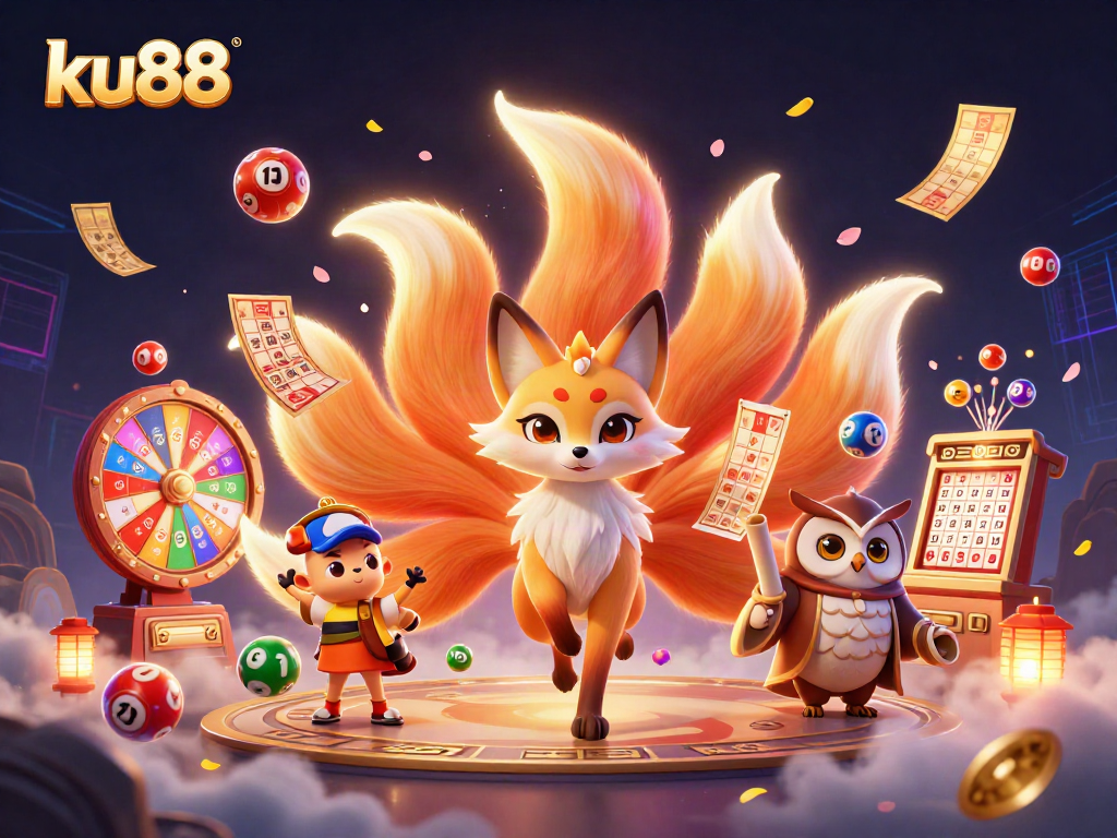 Explore the vibrant world of ku88 with colorful characters and dynamic gambling elements showcased in an energetic casino scene.