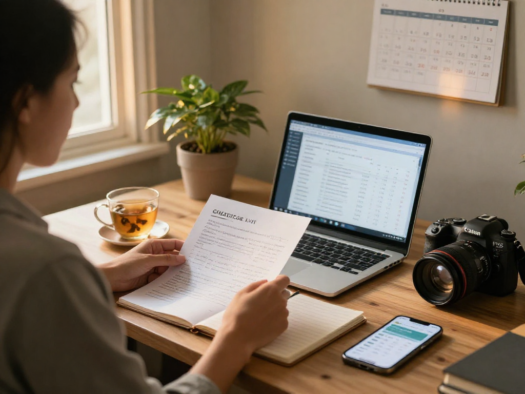 Home office scene with credit consolidation tips and warm lighting, reviewing financial strategies at https://credit-consolidation.ca.