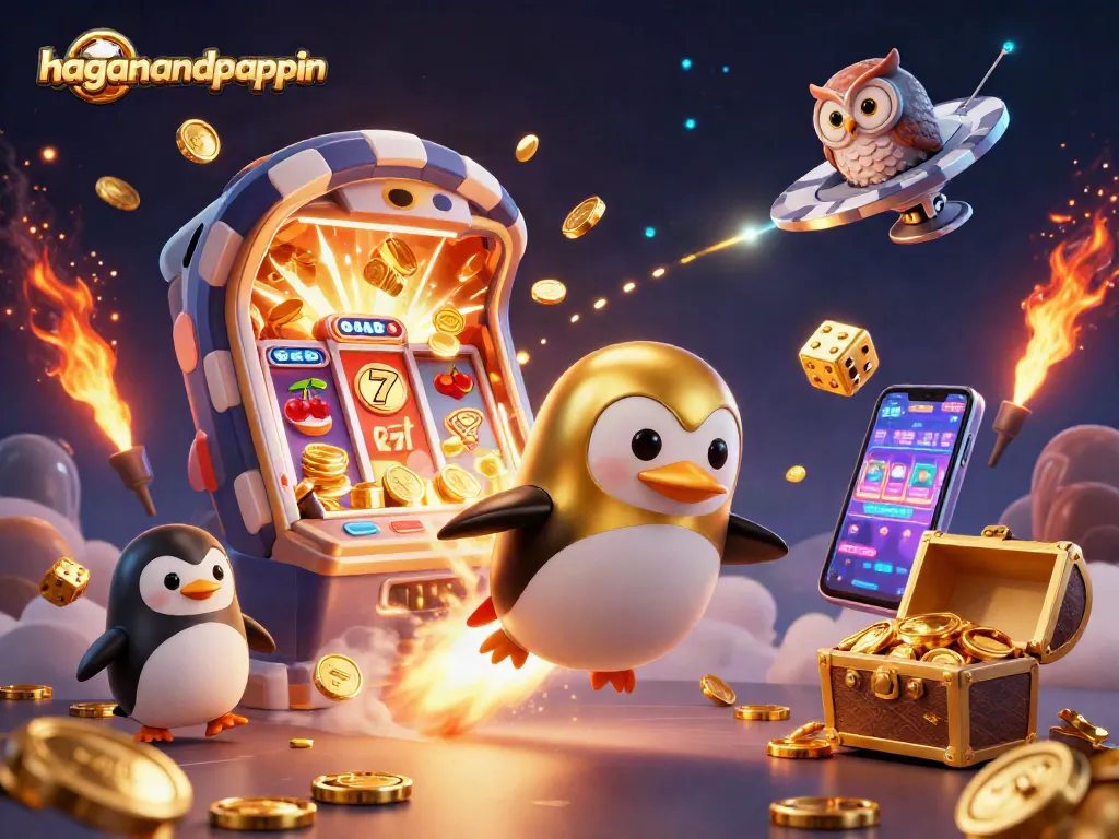Experience the thrill of winning with haganandpappin’s dynamic casino adventure featuring a rocket-powered penguin.