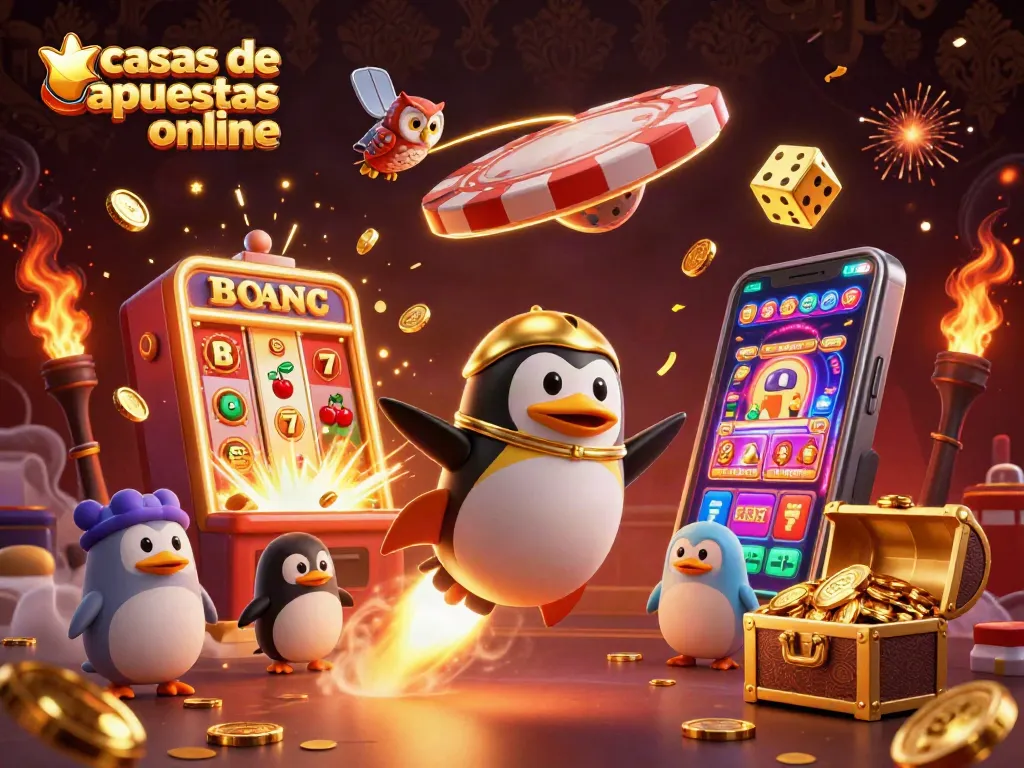 Las mejores casas de apuestas online presentan un pingüino dorado de cohete y una máquina tragamonedas explosiva.