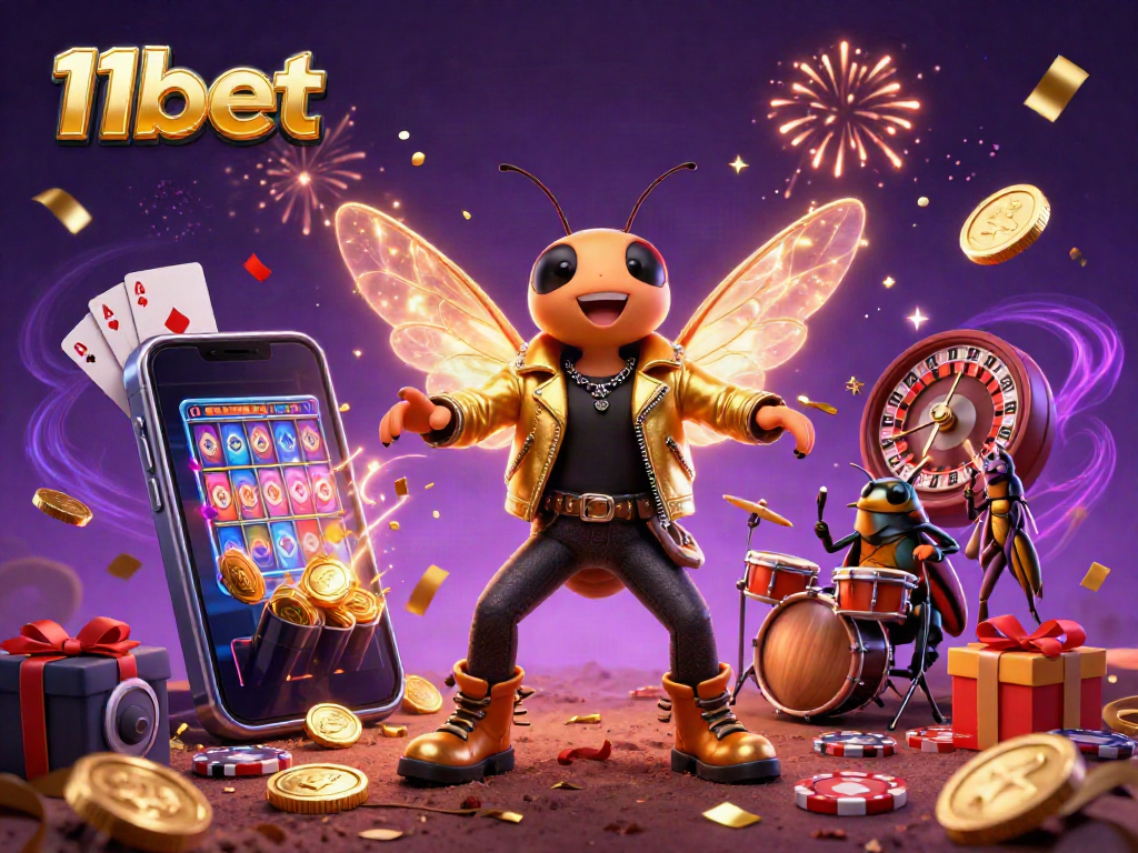 Experience the thrilling excitement of 11bet with energetic 3D characters immersed in a vibrant casino setting.
