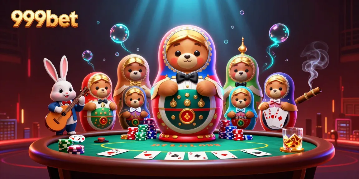 Experience vibrant gaming with the 999bet fun characters at a lively poker table.