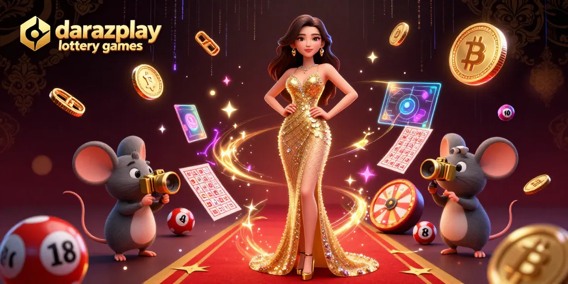 Play exciting darazplay lottery games with vibrant elements like numbered balls and prize wheels.