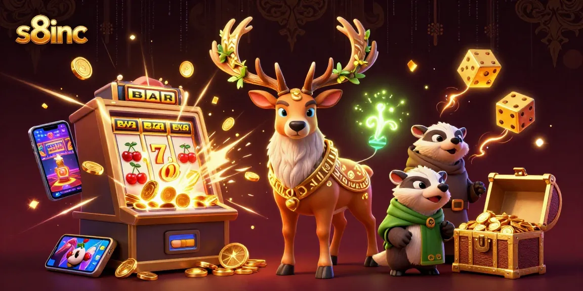 Win big at s8inc with a vibrant 3D illustration showcasing casino excitement and dynamic game elements.