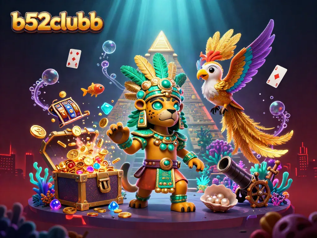 Activate your luck with b52clubb's dynamic slot reels and winning jackpots in a vibrant 3D scene.