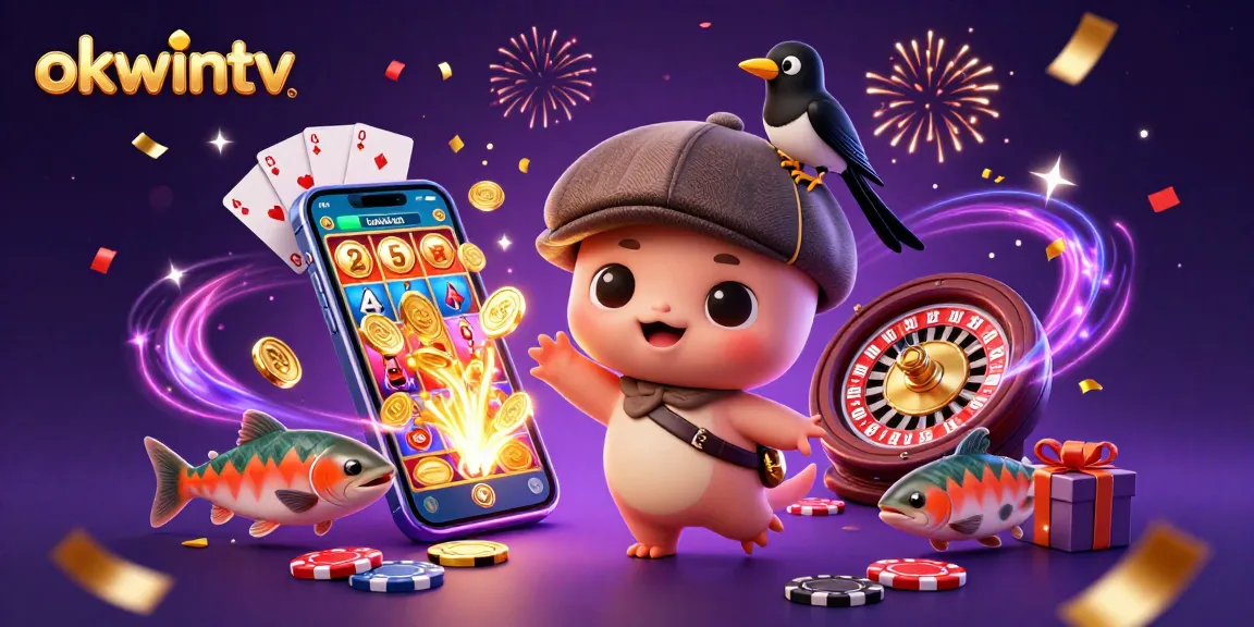 Experience thrilling slots action with okwintv, featuring Nessie and friends in a vibrant casino scene.