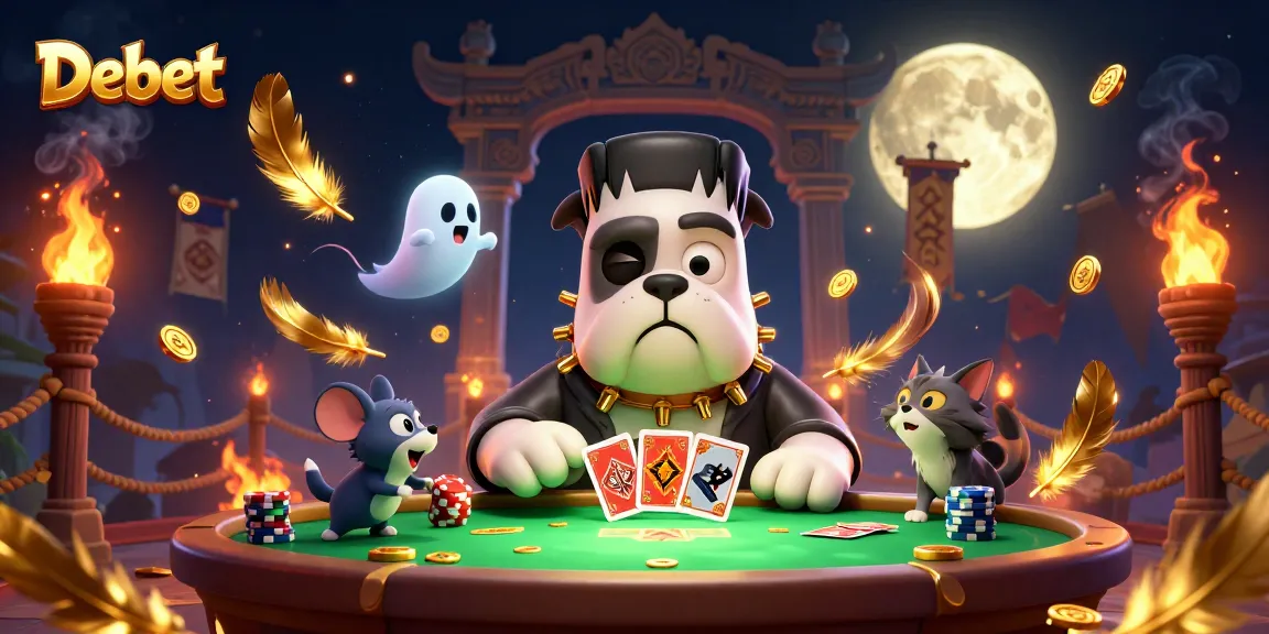 Experience thrilling moments as Debet's bulldog dealer showcases cards amid a haunted casino atmosphere.