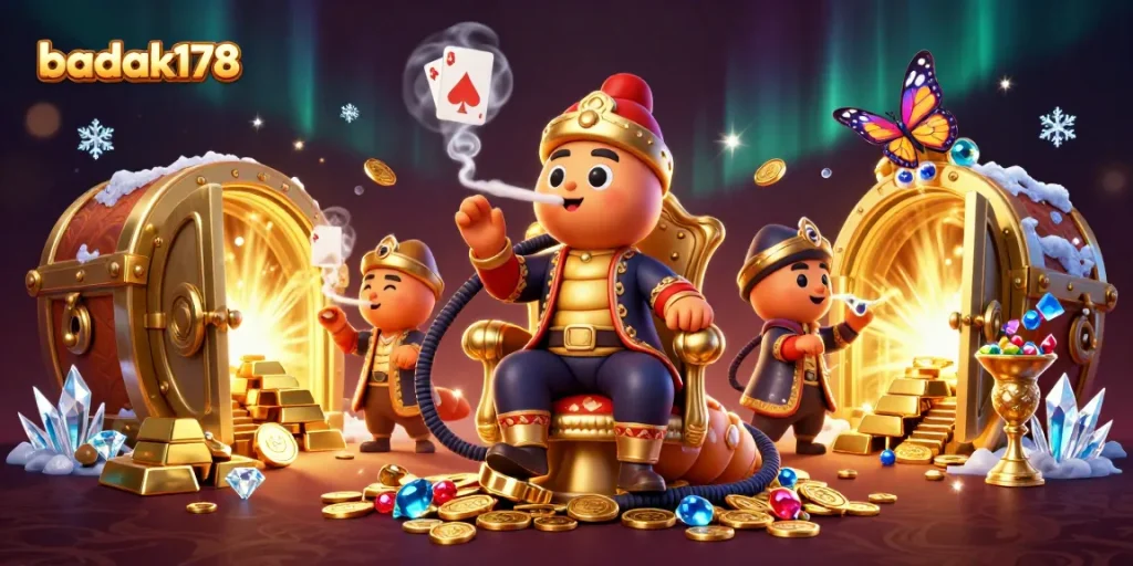 Immerse in badak178 gaming adventure with dynamic poker symbols and dazzling treasures.
