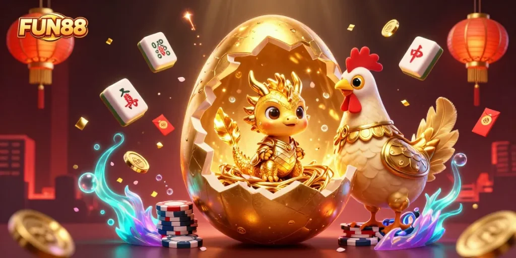 Enter the thrilling world of FUN88 and experience the excitement of casino gaming with this vibrant illustration.